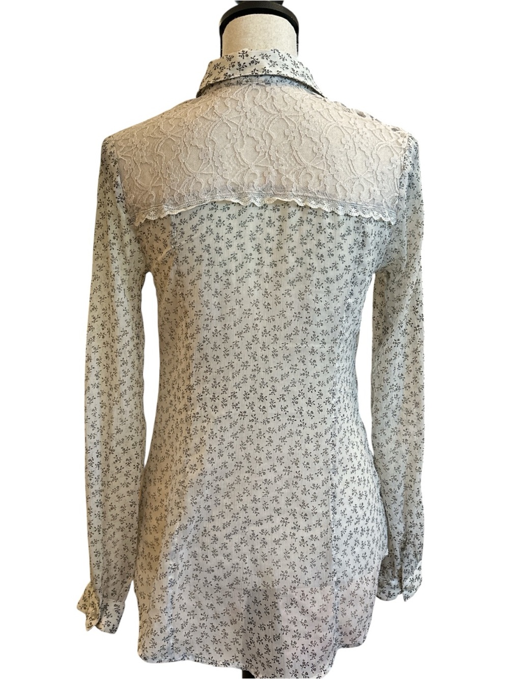 Free People All That Glitters Lace Button Down Blouse Top XS Coquette Boho Chic - Picture 3 of 10